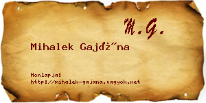 Mihalek Gajána névjegykártya